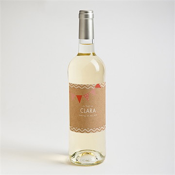 Flaschenetikett Taufe Rosa Girlande - Vue 2