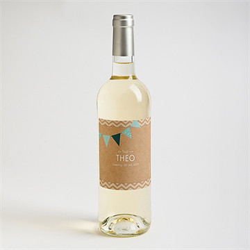 Flaschenetikett Taufe Blaue Girlande - Vue 2