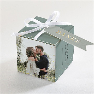 Geschenkbox Hochzeit lorbeergrün - gold