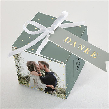 Geschenkbox Hochzeit lorbeergrün - gold - Vue 4