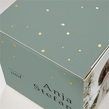 Geschenkbox Hochzeit lorbeergrün - gold - Vue 2