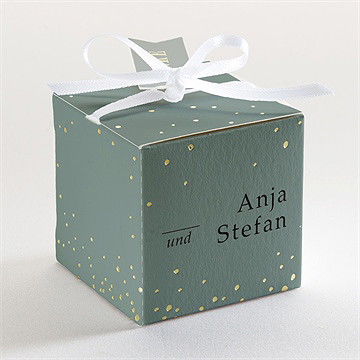 Geschenkbox Hochzeit lorbeergrün - gold - Vue 3