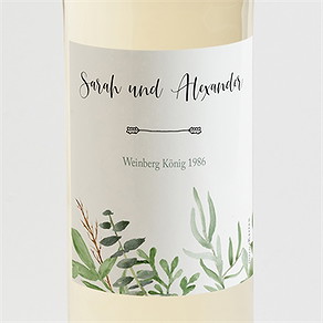 Flaschenetikett Hochzeit blättertanz