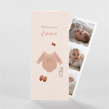 Geburtskarte rosa kleidchen