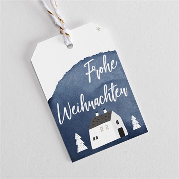 Geschenkanhänger Weihnachten häuschen im winter