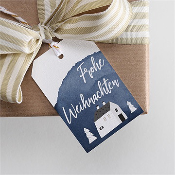 Geschenkanhänger Weihnachten häuschen im winter - Vue 2