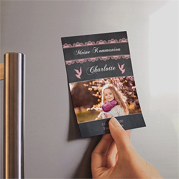 Einladung Kommunion rosa taube - magnet - Vue 2