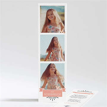 Dankeskarte Konfirmation fotoautomat rosa