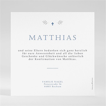 Dankeskarte Konfirmation vergiss mein nicht blau - Vue 2