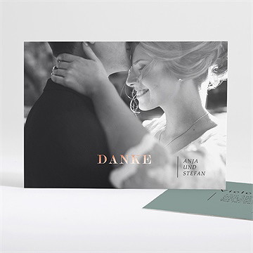 Dankeskarte Hochzeit Lorbeergrün - Kupfer