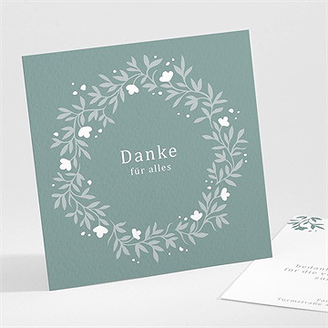 Dankeskarte Konfirmation smaragder blumenkranz