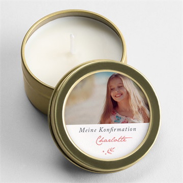 Kerze Konfirmation Kupferblätter