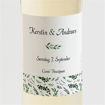 Flaschenetikett Hochzeit blätterband