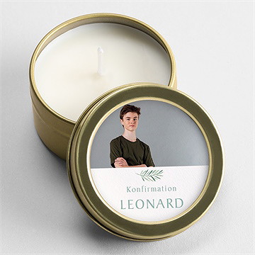 Kerze Konfirmation vergoldeter blumenkranz