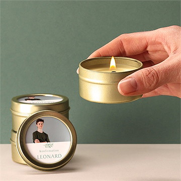 Kerze Konfirmation vergoldeter blumenkranz - Vue 2