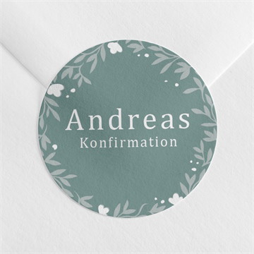 Aufkleber Konfirmation Smaragder blumenkranz