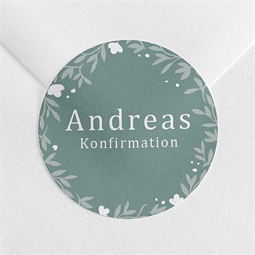 Aufkleber Konfirmation smaragder blumenkranz