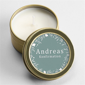 Kerze Konfirmation smaragder blumenkranz