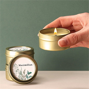 Kerze Geburt aquarellblätter - Vue 2