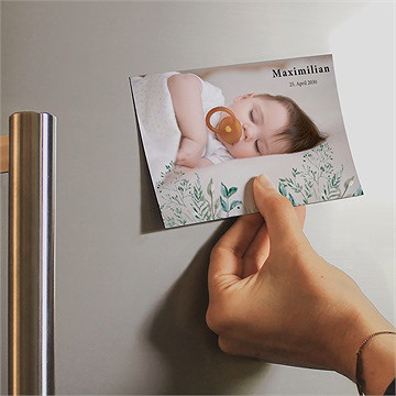 Geburtskarte Aquarellblätter - Vue 2