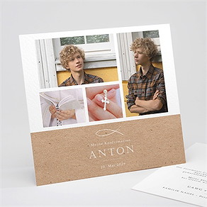 Einladung Konfirmation fotocollage kraftpapier