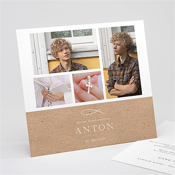 Einladung Konfirmation Fotocollage Kraftpapier