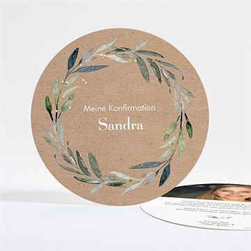 Einladung Konfirmation Blätterranke Kraftpapier