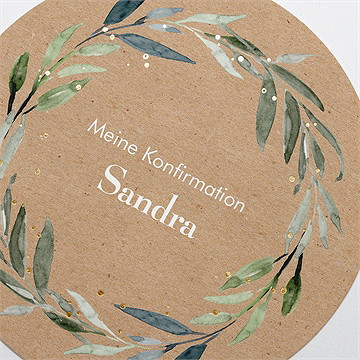 Einladung Konfirmation Blätterranke Kraftpapier - Vue 3