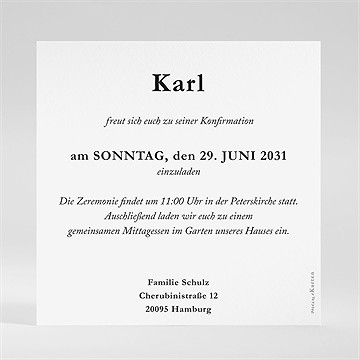 Einladung Konfirmation Elegante Schlichtheit - vue 2