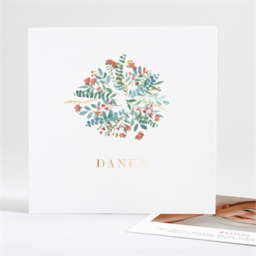 Dankeskarte Geburt Blumenstrauß - gold