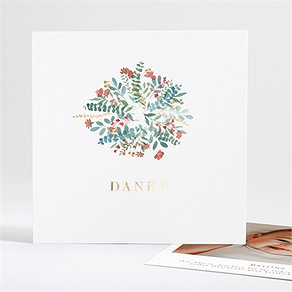 Dankeskarte Geburt blumenstrauß - gold