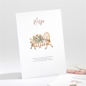 Dankeskarte Geburt Süßes kinderbett