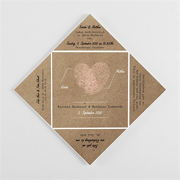 Hochzeitseinladung herzabdruck - origami - Vue 3