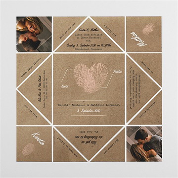 Hochzeitseinladung herzabdruck - origami - Vue 4