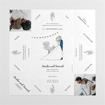 Hochzeitseinladung liebespaar - origami - Vue 4