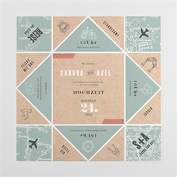 Hochzeitseinladung flugticket - origami - Vue 4