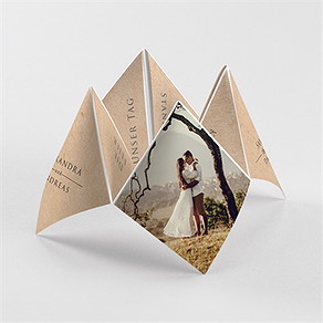 Hochzeitseinladung silber-linde - orgami