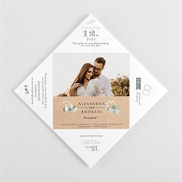 Hochzeitseinladung Silber-Linde - Orgami - Vue 3