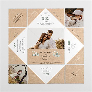 Hochzeitseinladung Silber-Linde - Orgami - Vue 4