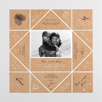 Hochzeitseinladung abdruck des herzens - origami - Vue 4