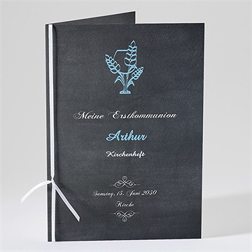 Kirchenheft Kommunion weizenähren blau