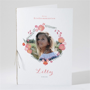 Kirchenheft Kommunion aquarellkranz - gold