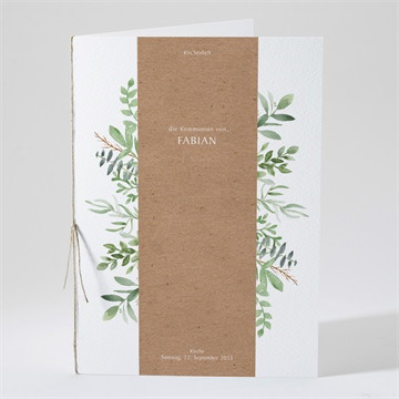 Kirchenheft Kommunion pflanzenillustration - gold