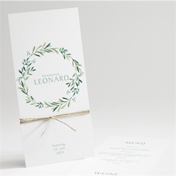 Menükarte Kommunion blätter und vergoldung - gold