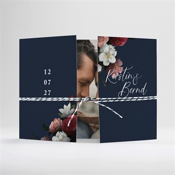 Hochzeitseinladung nachtblumen - doppelklapp