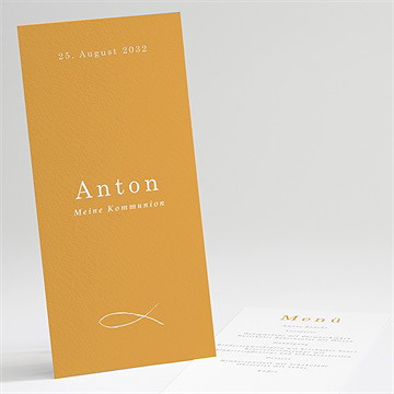 Menükarte Kommunion senfgelb