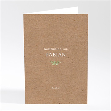 Menükarte Kommunion pflanzenillustration - gold