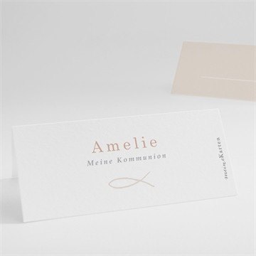 Tischkarte Kommunion goldener fisch - gold