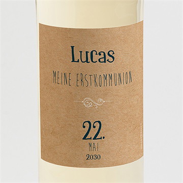 Flaschenetikett Kommunion Kraftpapierillustration