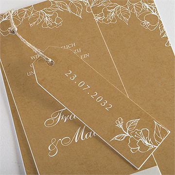 Hochzeitseinladung weiße blüten - dreiteilig - Vue 2